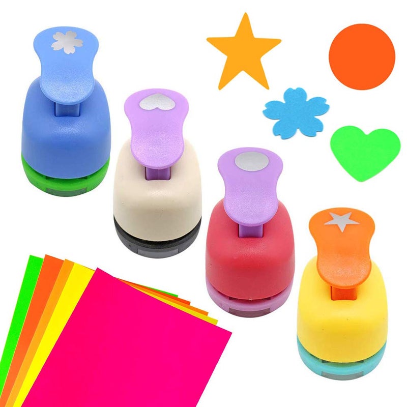 Haploon 4Pcs Paper Punchers Craft Holes 1 Inch Shape Punches Scrapbook Punches Round Star Heart Flower Shape for Party Favors, DIY Artwork, Gift Wrapping - Image 1